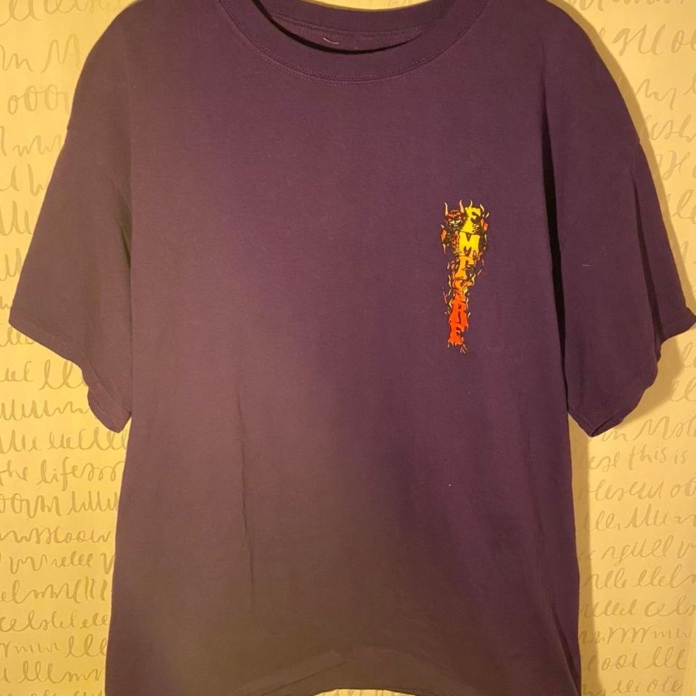 ✮Purple Empyre shirt with flame logo w/ devil on back and top right in the front